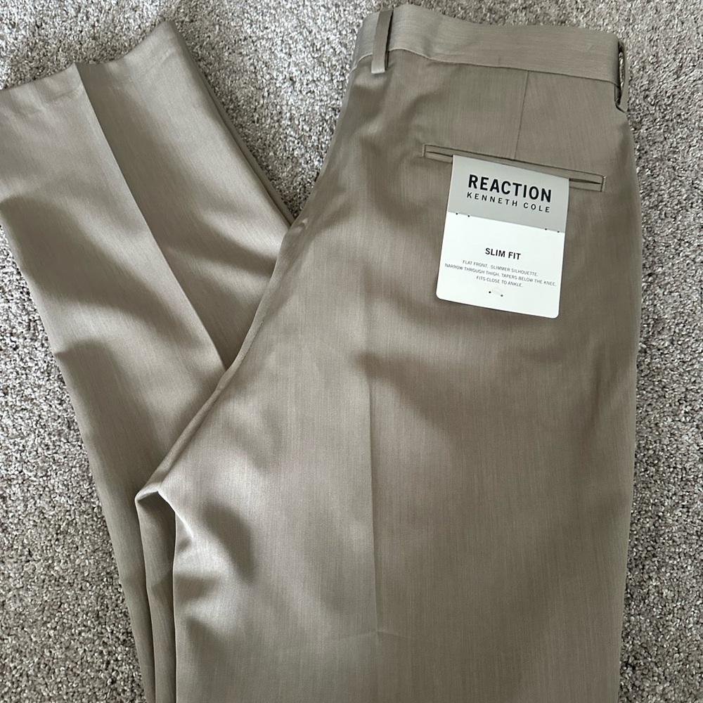 Kenneth Cole Reaction Men's Slim Fit Beige Pants